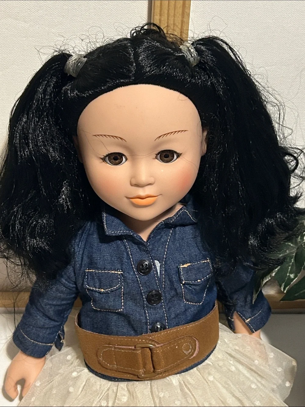 Kids Fashion Doll with Black Hair and Cream Tulle Skirt